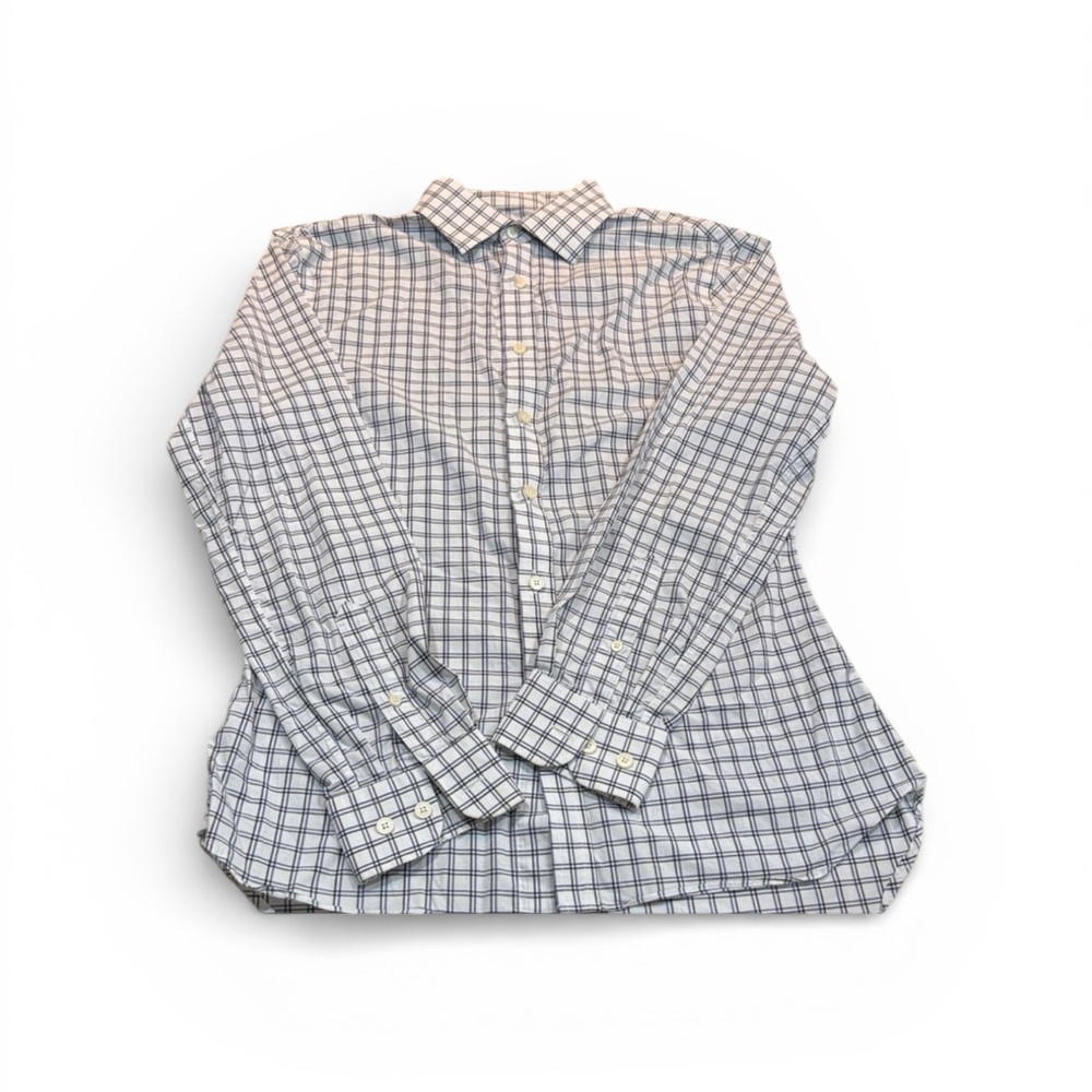 Jos A. Bank Men’s Stretch Tailored Fit Shirt gray/white Size Medium